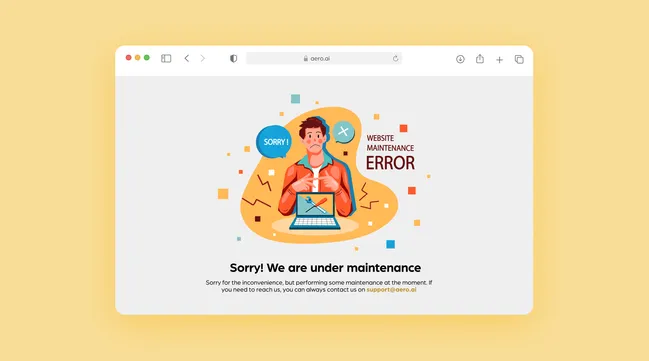 Man feeling sad due to website under maintenance