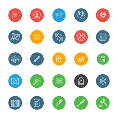 Round Color Line Icons Icon Bundle