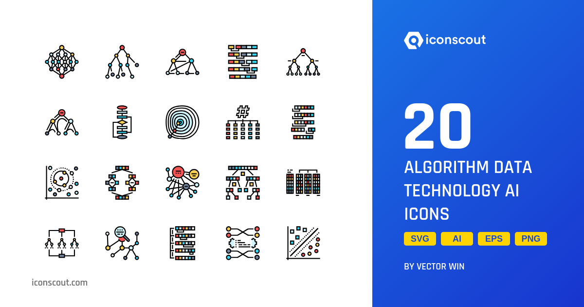 Algorithm Data Technology Ai Icon Pack - 20 Free Download Science ... image.