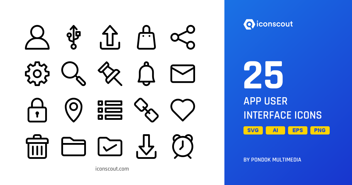 Download App User Interface Icon pack Available in SVG, PNG & Icon Fonts