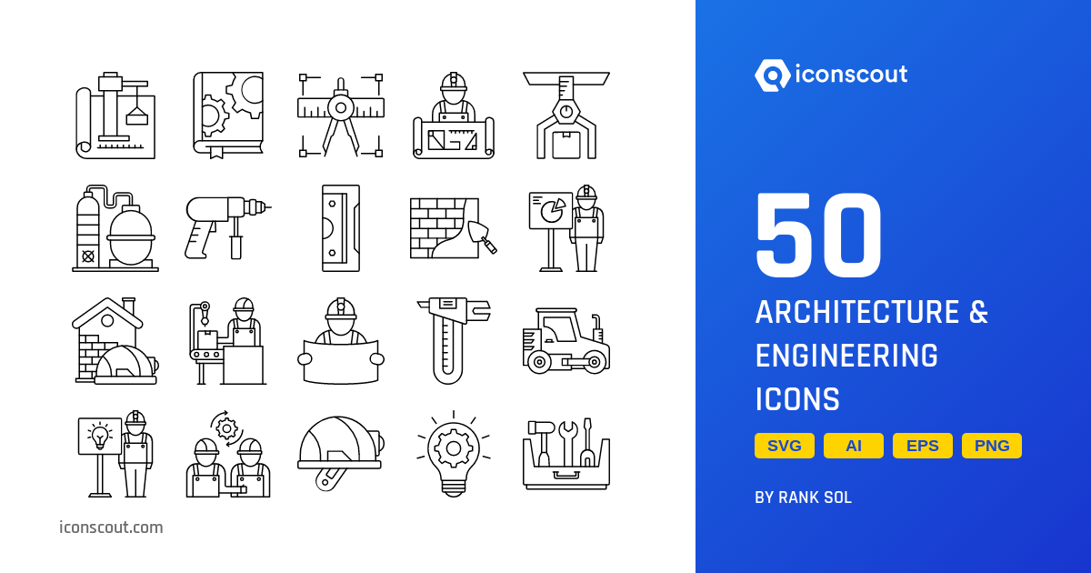Architecture & Engineering Icon Pack - 50 Free Download Industry Icons ...