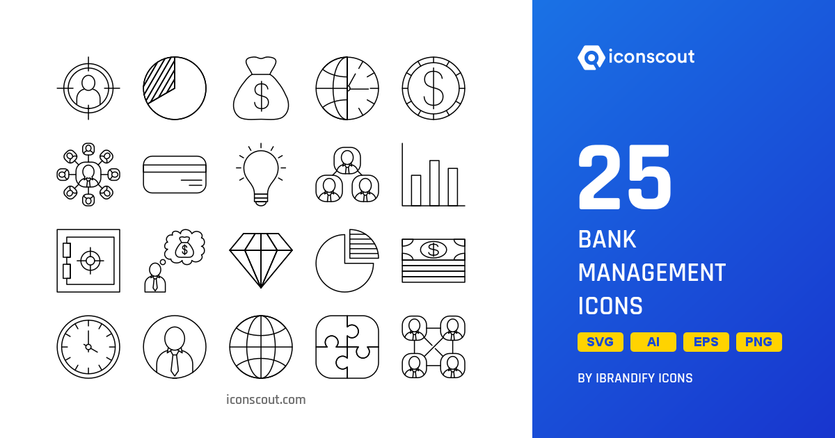 Download Bank Management Icon pack Available in SVG, PNG & Icon Fonts