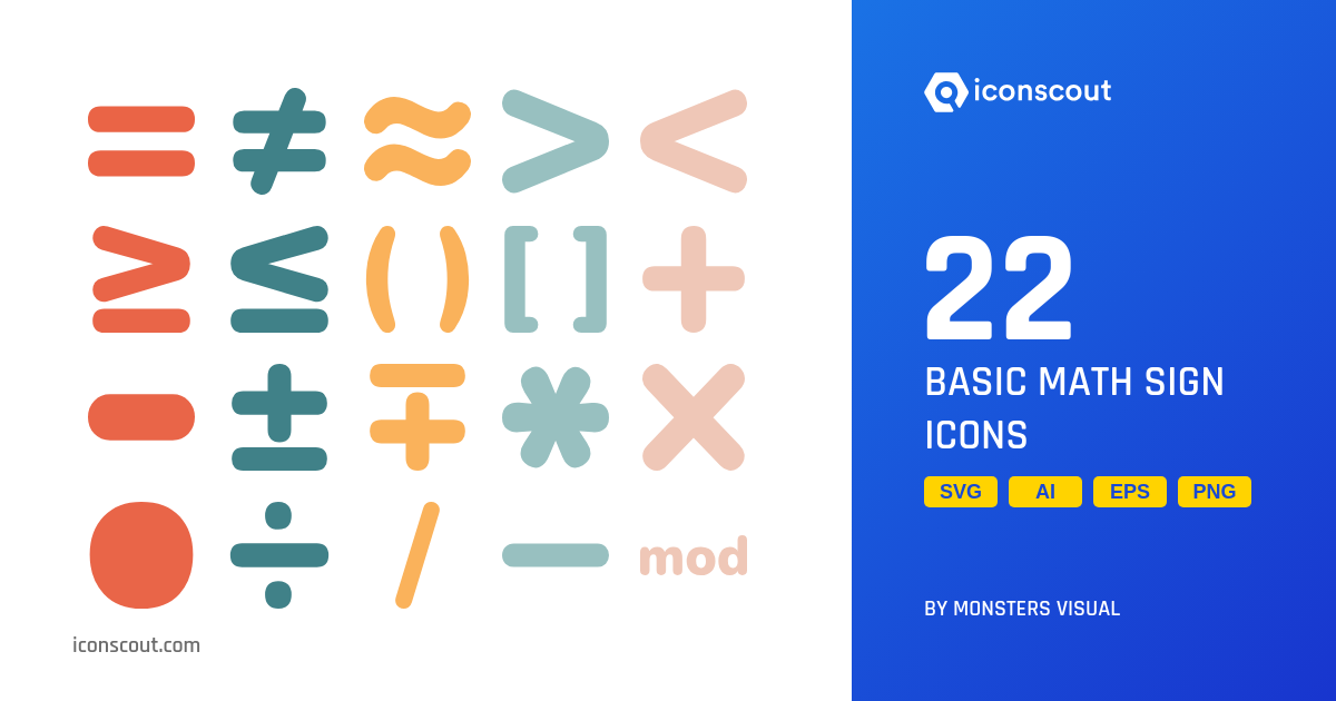 Basic Math Sign Icon Pack - 22 Free Download School & Education Icons ...
