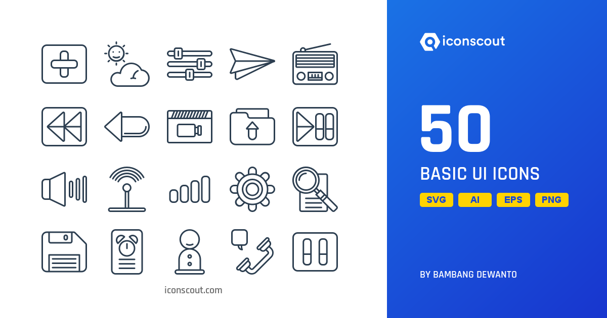 Basic Ui Icon Pack - 50 Free Download User Interface Icons | IconScout