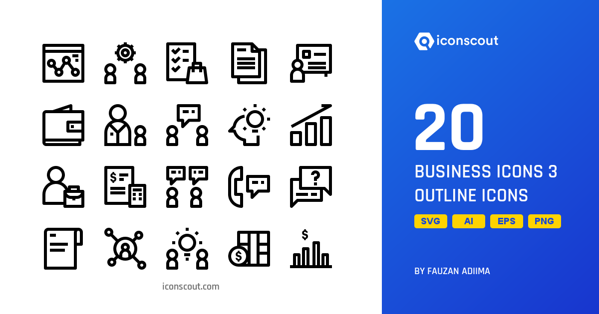 Download Business Icons 3 Outline Icon pack Available in SVG, PNG ...