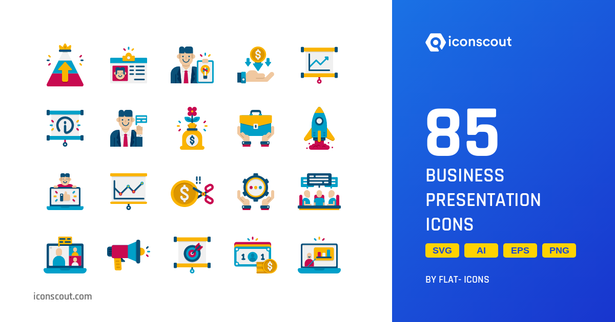 Download Business Presentation Icon pack Available in SVG, PNG & Icon Fonts