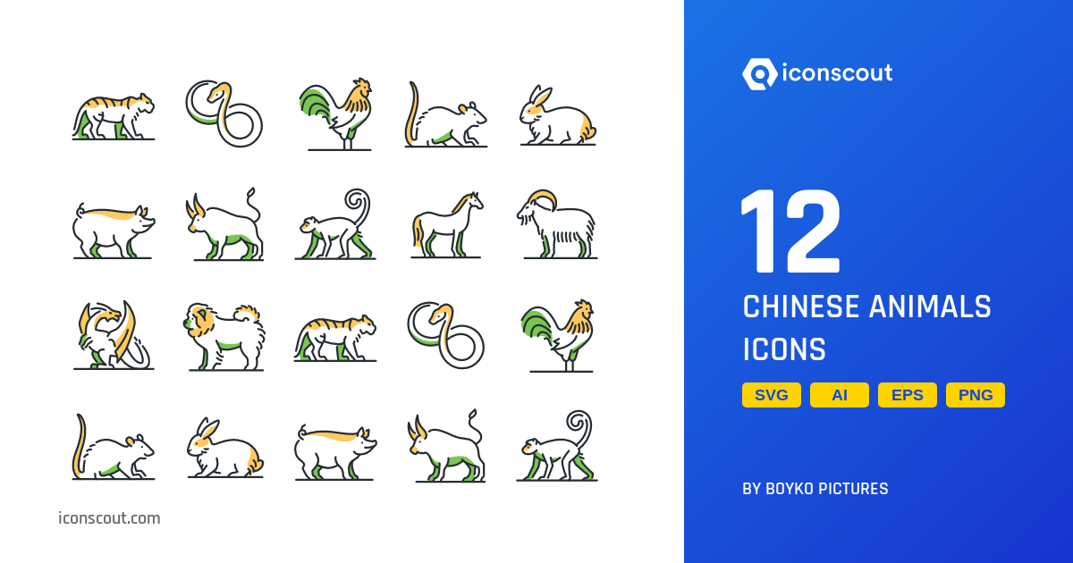 Download Chinese Animals Icon pack Available in SVG, PNG & Icon Fonts