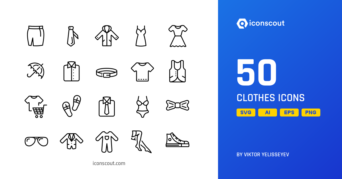 Clothes Icon Pack - 50 Clothing & Accessories Line Icons | IconScout