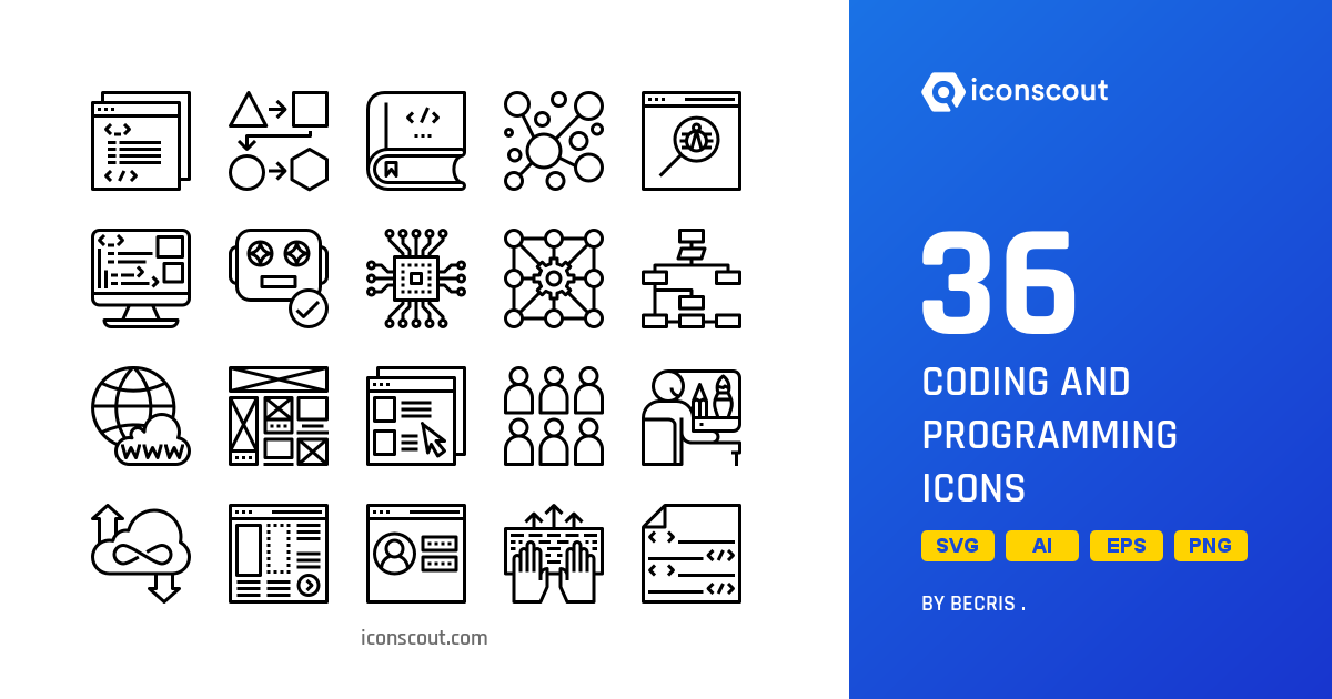 Coding And Programming Icon Pack - 36 Line Design & Development Icons ...