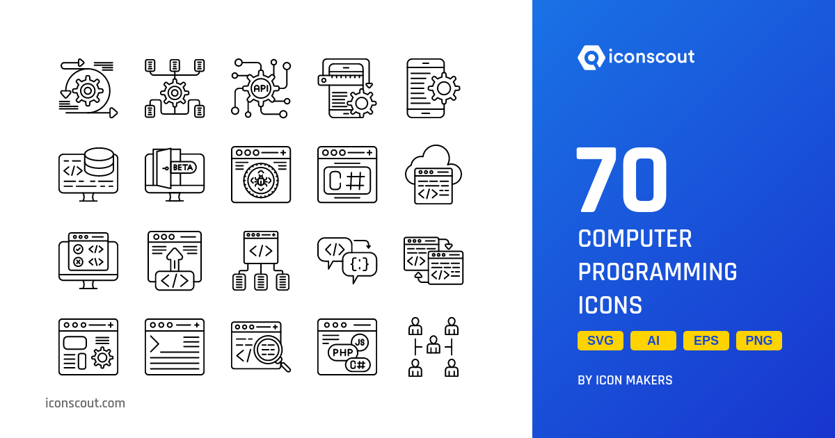 Computer Programming Icon Pack - 70 Free Download Design & Development ...