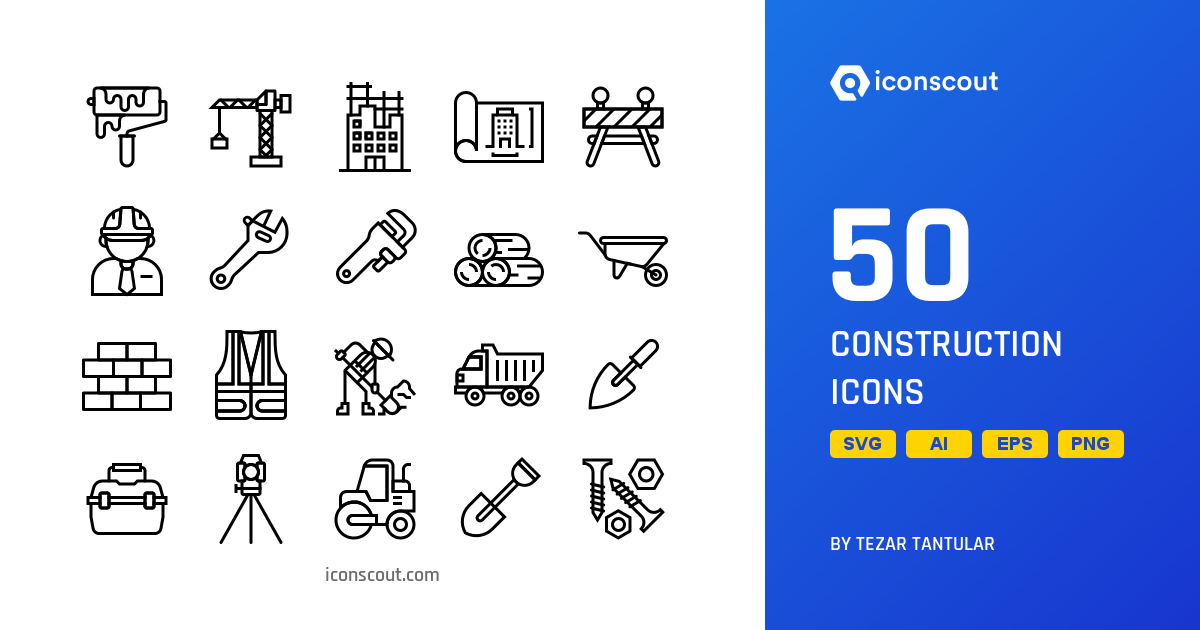 Construction Icon Pack - 50 Free Download Tools & Equipment Icons ...