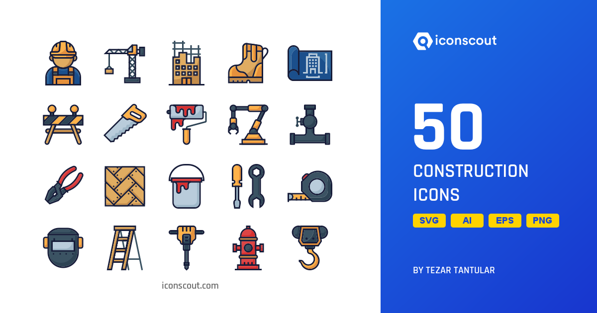 Construction Icon Pack - 50 Free Download Tools & Equipment Icons ...