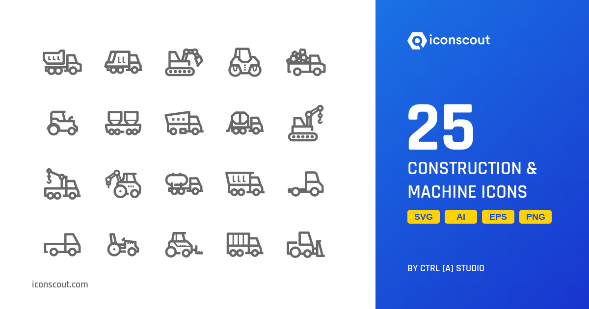 Construction & Machine Icon Pack - 25 Free Download Tools & Equipment ...