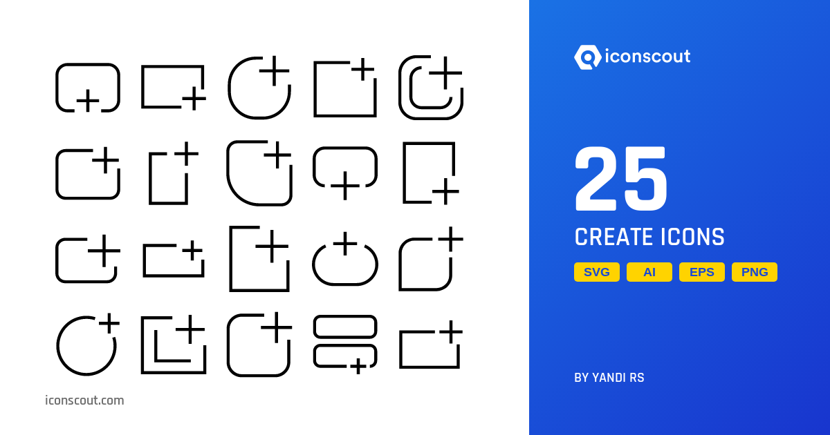 Create Icon Pack - 25 Line User Interface Icons | SVG, PNG, ICO Available