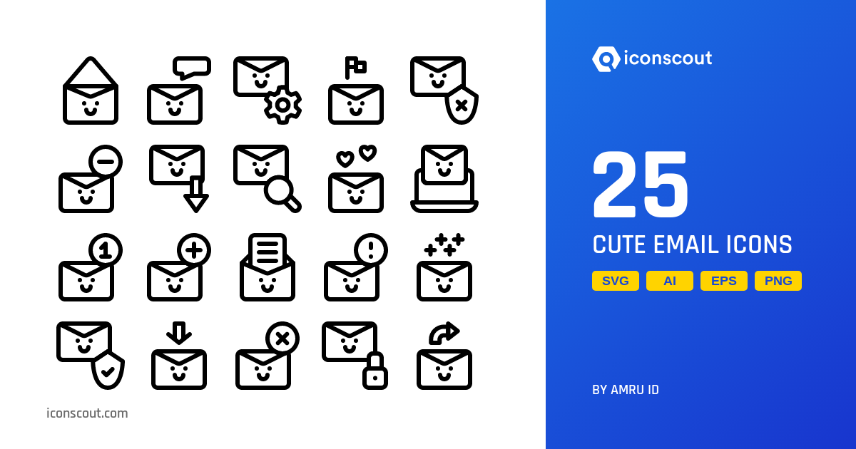 Download Cute Email Icon pack Available in SVG, PNG & Icon Fonts