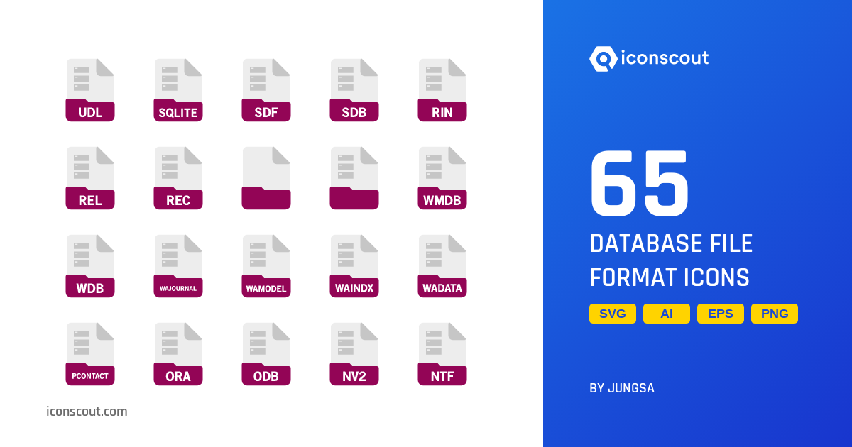 Database File Format Icon Pack - 65 Flat Files & Folders Icons | SVG ...