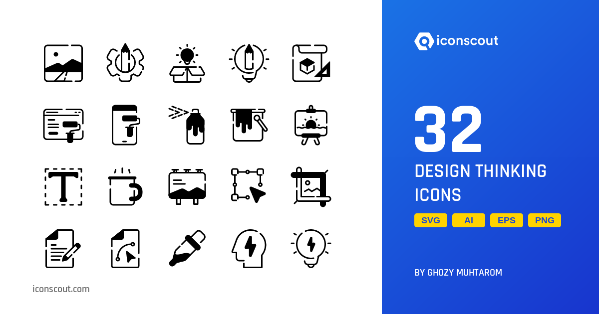 Design Thinking Icon Pack - 32 Glyph Design & Development Icons | SVG ...