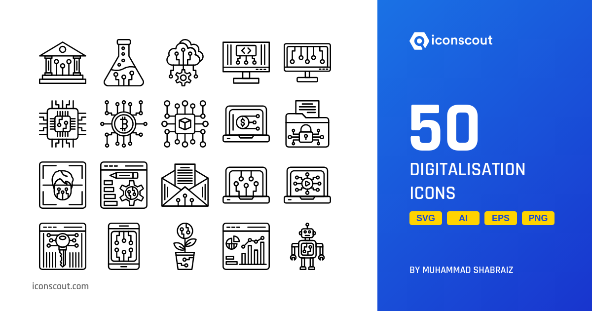 Digitalisation Icon Pack - 50 Free Download Network & Communication ...