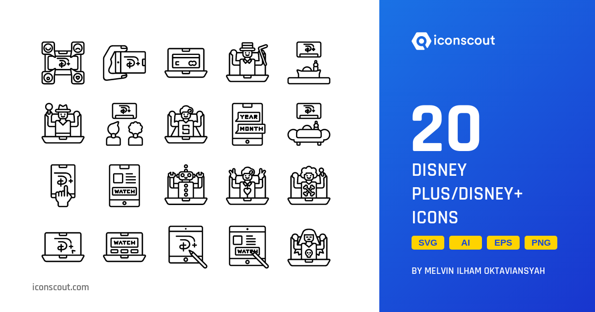 Download Disney Plus/Disney+ Icon pack Available in SVG