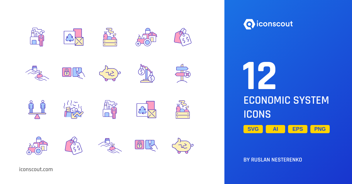 Download Economic System Icon Pack Available In SVG, PNG & Icon Fonts