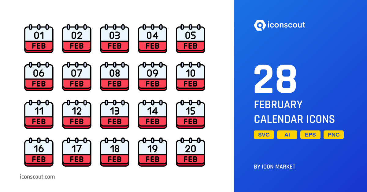 Download February Calendar Icon pack Available in SVG, PNG & Icon Fonts