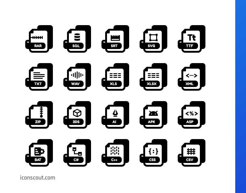 Download File Extension Icon pack Available in SVG, PNG & Icon Fonts