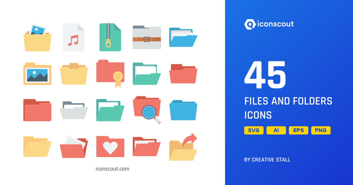 Files And Folders Icon Pack - 45 Flat Files & Folders Icons | SVG, PNG ...