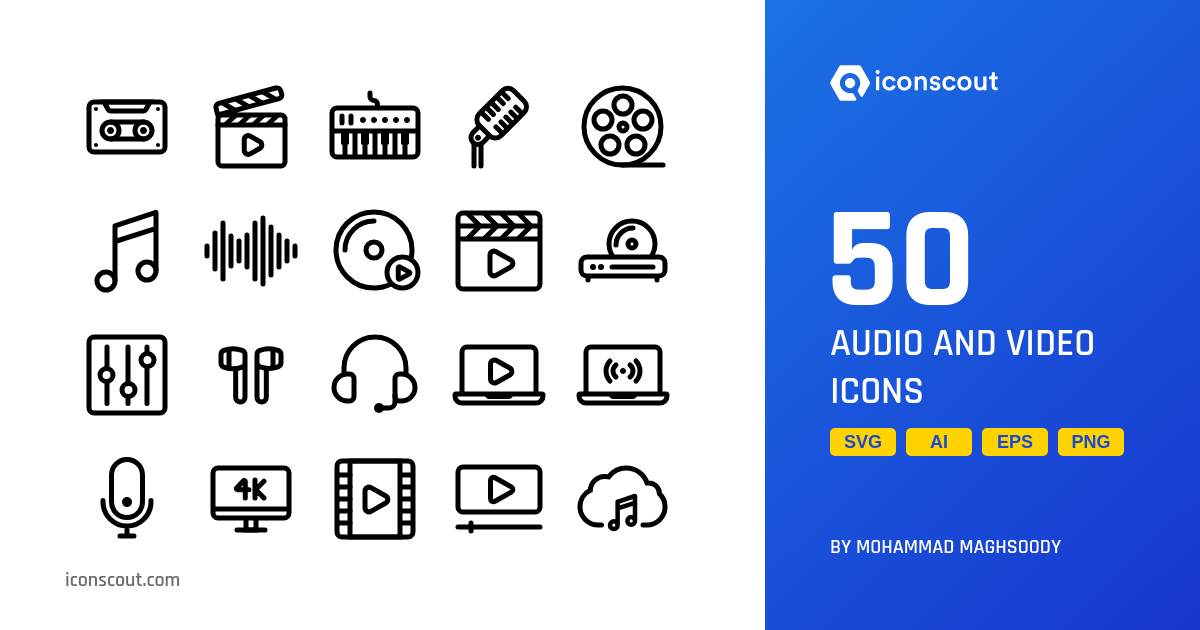 Download Audio And Video Icon pack Available in SVG, PNG & Icon Fonts