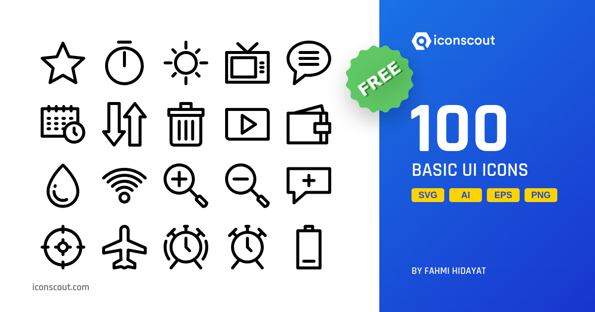 Free Basic UI Icon Pack - 100 Free Download User Interface Icons ...