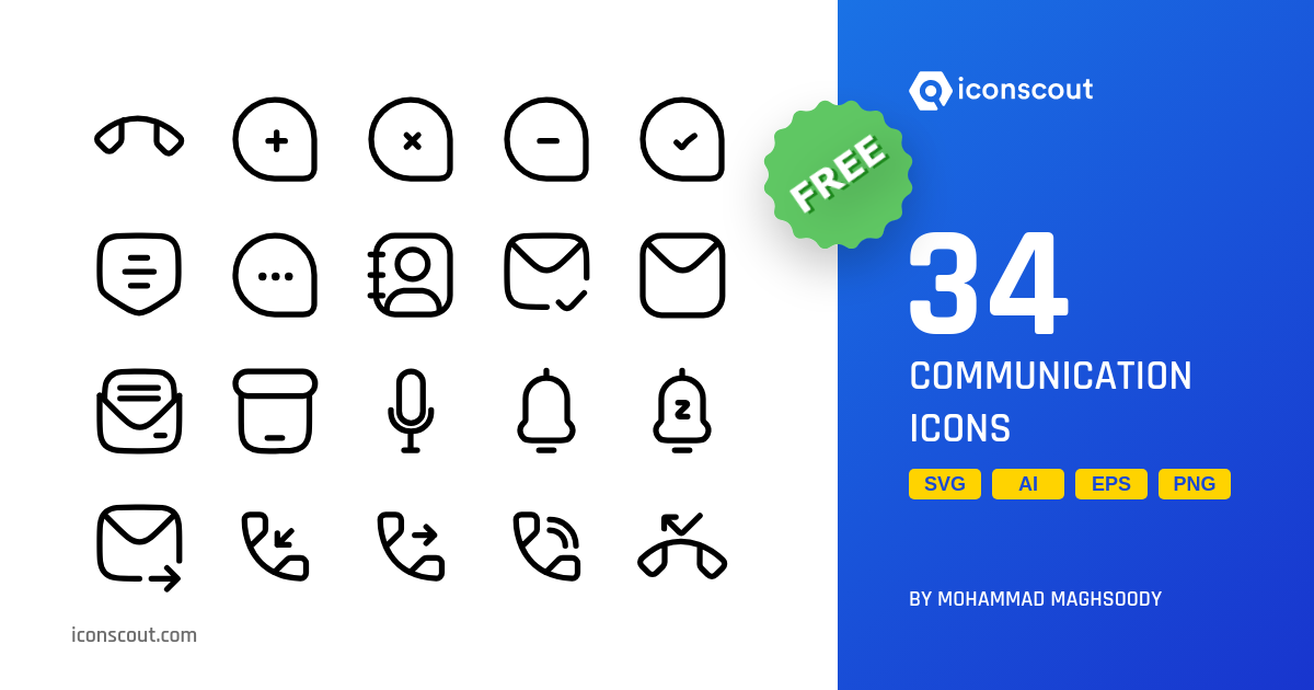 Free Communication Icon Pack - 34 Free Download User Interface Icons ...