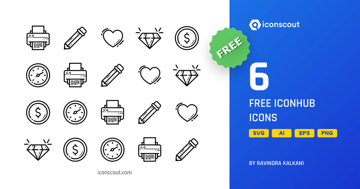 Free Free Iconhub Icon Pack - 6 Line Miscellaneous Icons | SVG, PNG ...