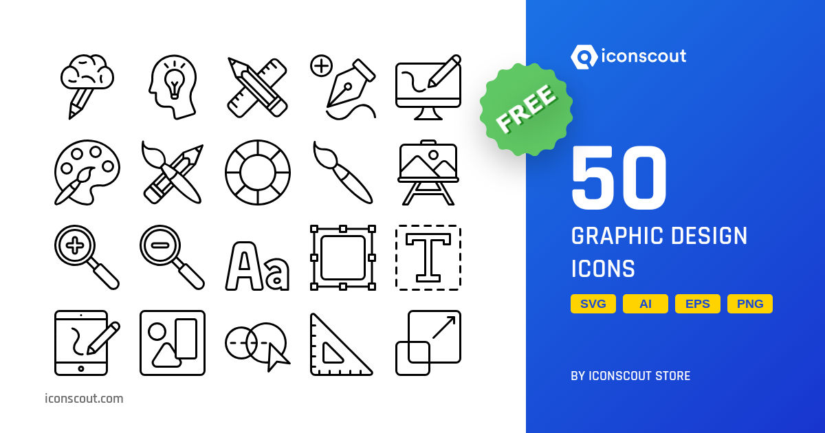Free Graphic Design Icon Pack - 50 Free Download Design & Development