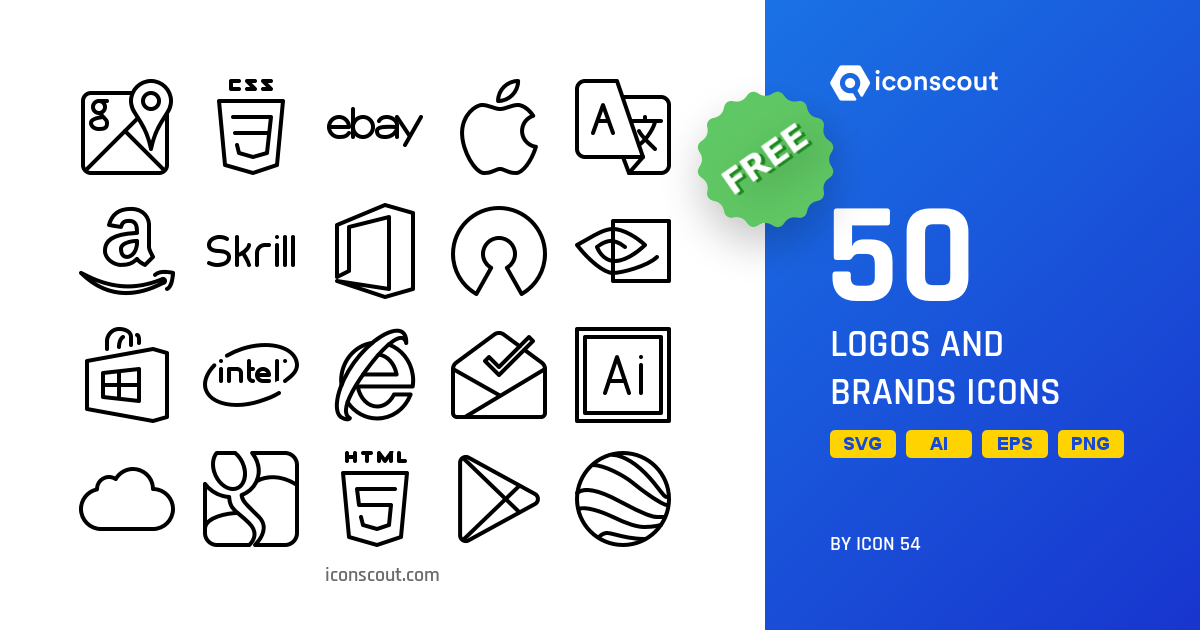 Free Logos And Brands Logo Icon Pack - 50 Free Download Logos Logo ...