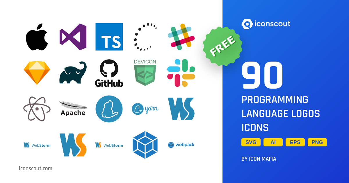 Free Programming Language Logos Icon Pack - 90 Free Download Logos ...