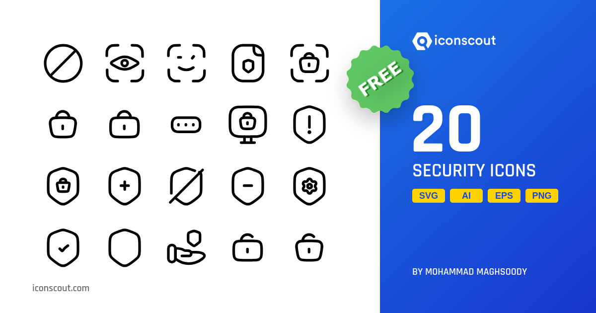 Free Security Icon Pack - 20 User Interface Line Icons | IconScout