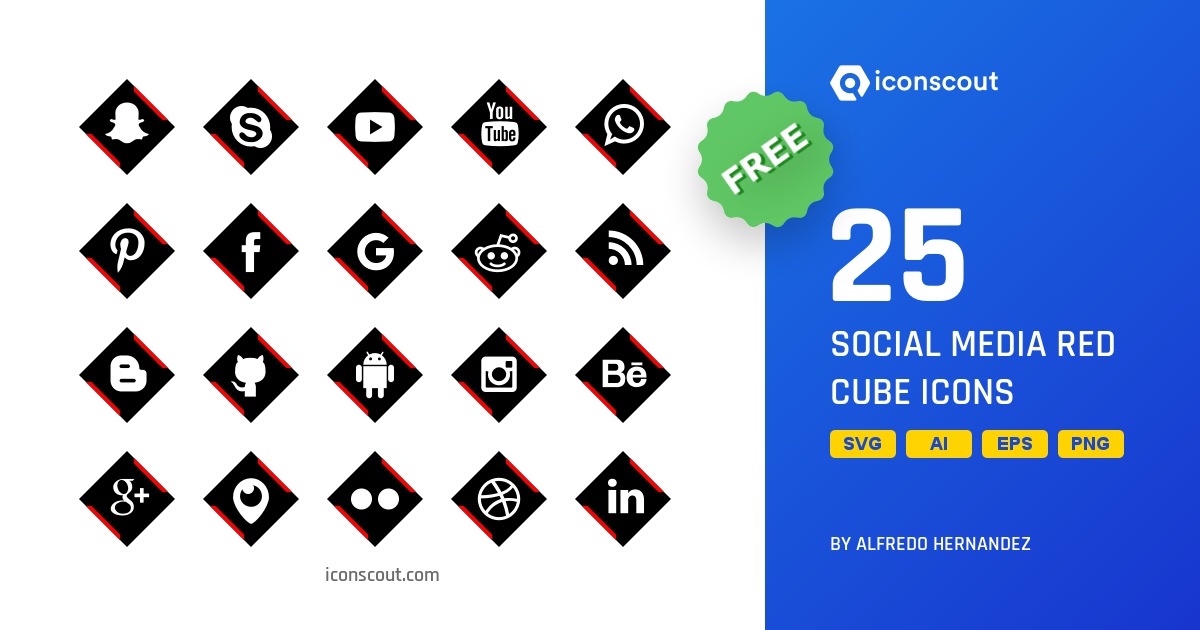 Free Social Media Red Cube Logo Icon Pack - 25 Free Download Logos Logo ...