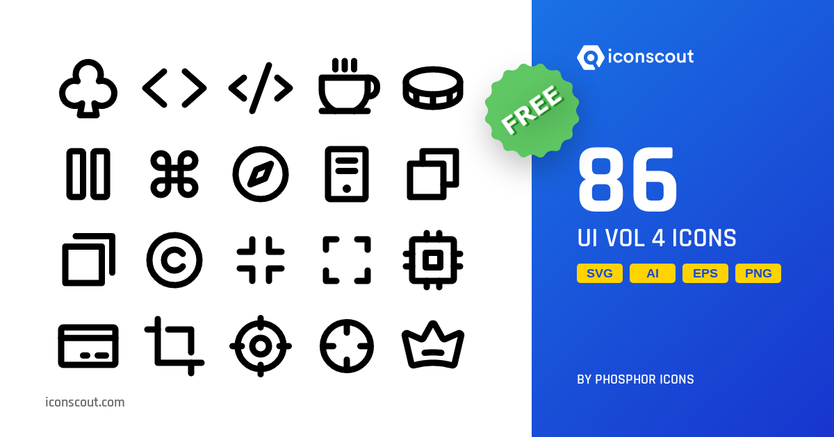 Free UI Vol 4 Icon Pack - 86 Line User Interface Icons | SVG, PNG, ICO