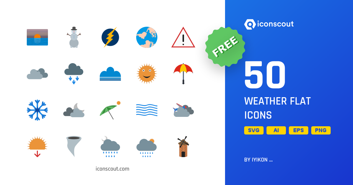 Free Weather Flat Icon Pack - 50 Free Download Weather Icons | IconScout