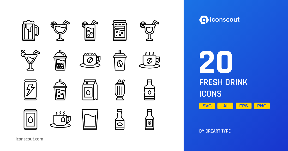 Fresh Drink Icon Pack 20 Free Download Food & Drink Icons IconScout