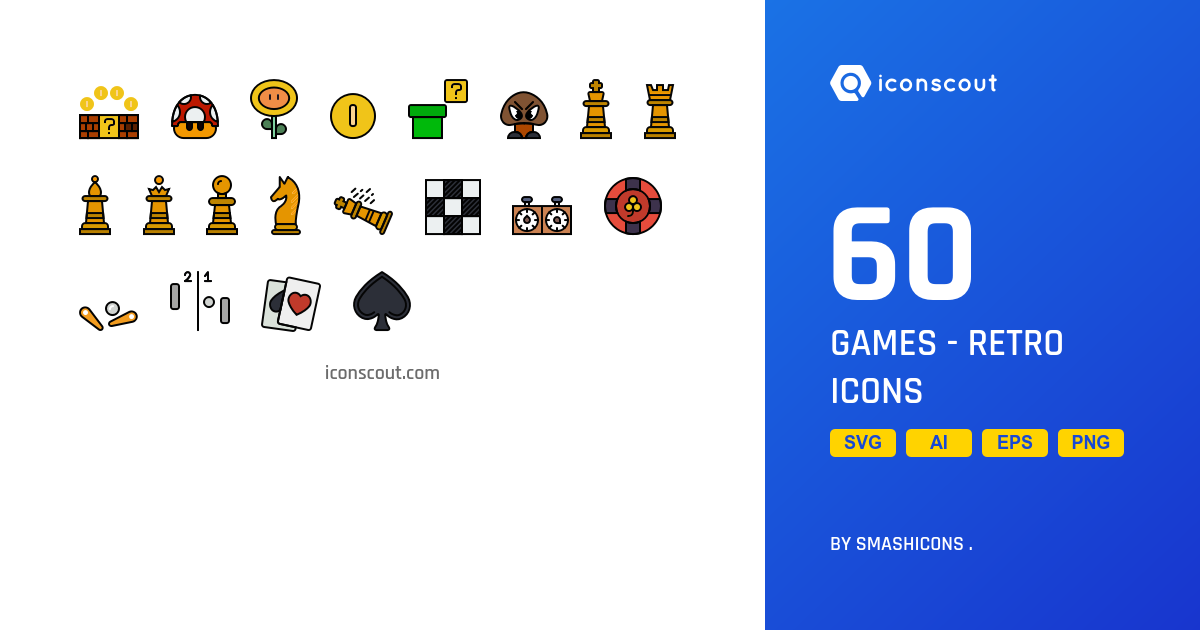 Download Games - Retro Icon pack - Available in SVG, PNG, EPS, AI