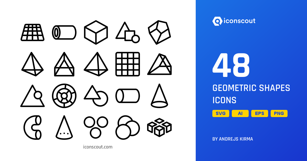 Geometric Shapes Icon Pack - 48 Line Design & Development Icons | SVG ...