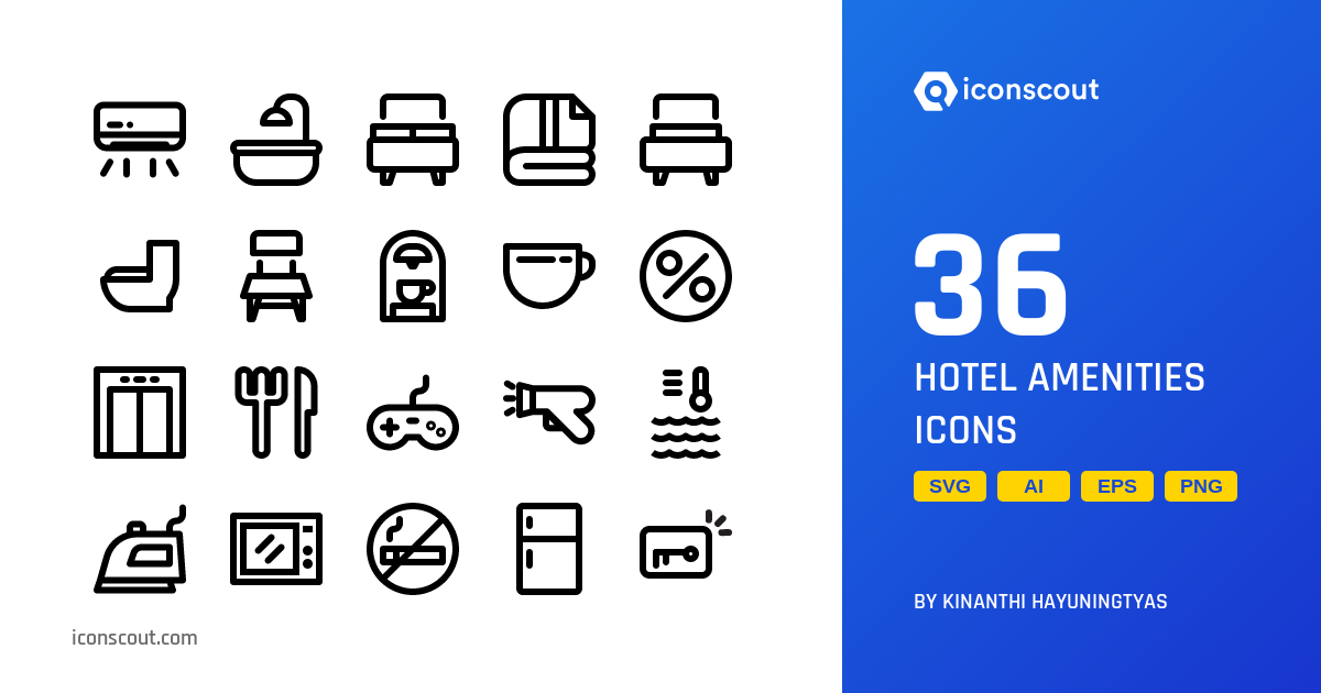 Download Hotel Amenities Icon Pack Available In SVG, PNG & Icon Fonts