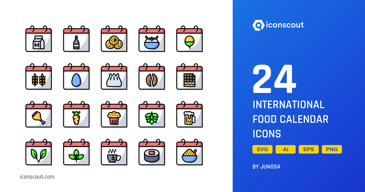 Download International Food Calendar Icon pack Available in SVG, PNG