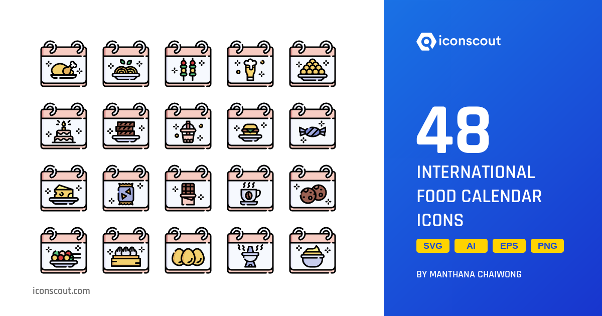 Download International Food Calendar Icon pack Available in SVG, PNG