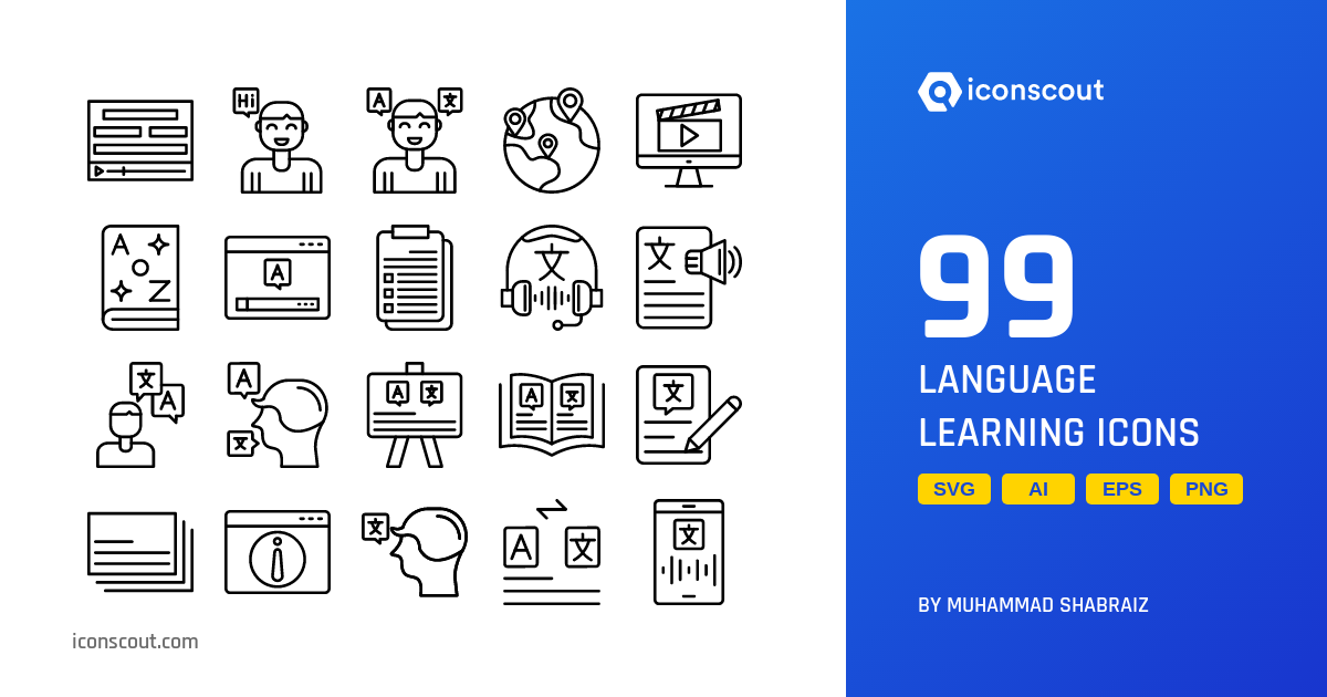 Download Language Learning Icon pack Available in SVG, PNG & Icon Fonts