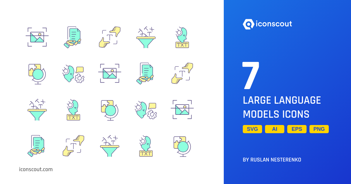 Large Language Models Icon Pack - 7 Line Network & Communication Icons ...