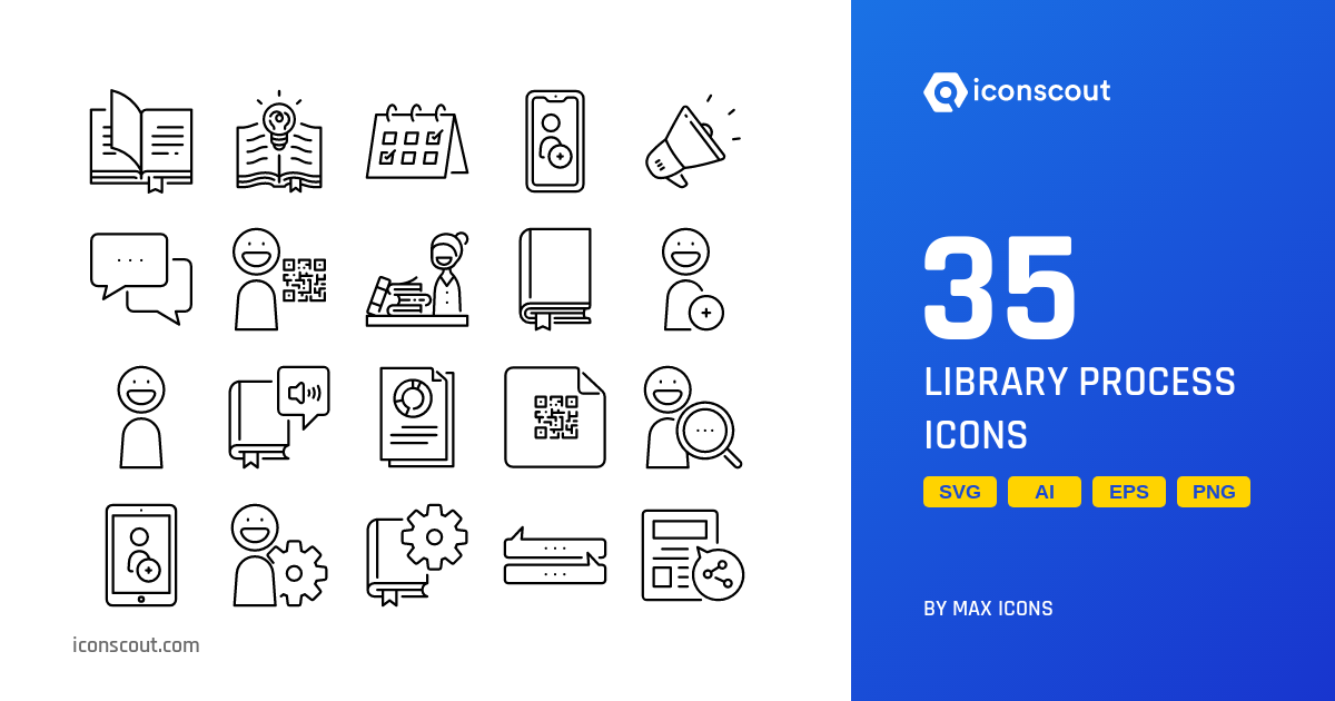 Library Process Icon Pack - 35 Free Download School & Education Icons ...