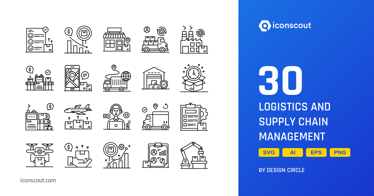 Logistics And Supply Chain Management Icon Pack - 30 Line E-commerce ...