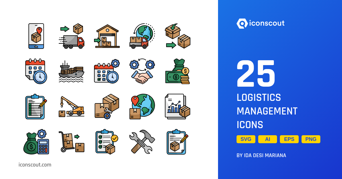 Logistics Management Icon Pack - 25 Free Download Industry Icons ...