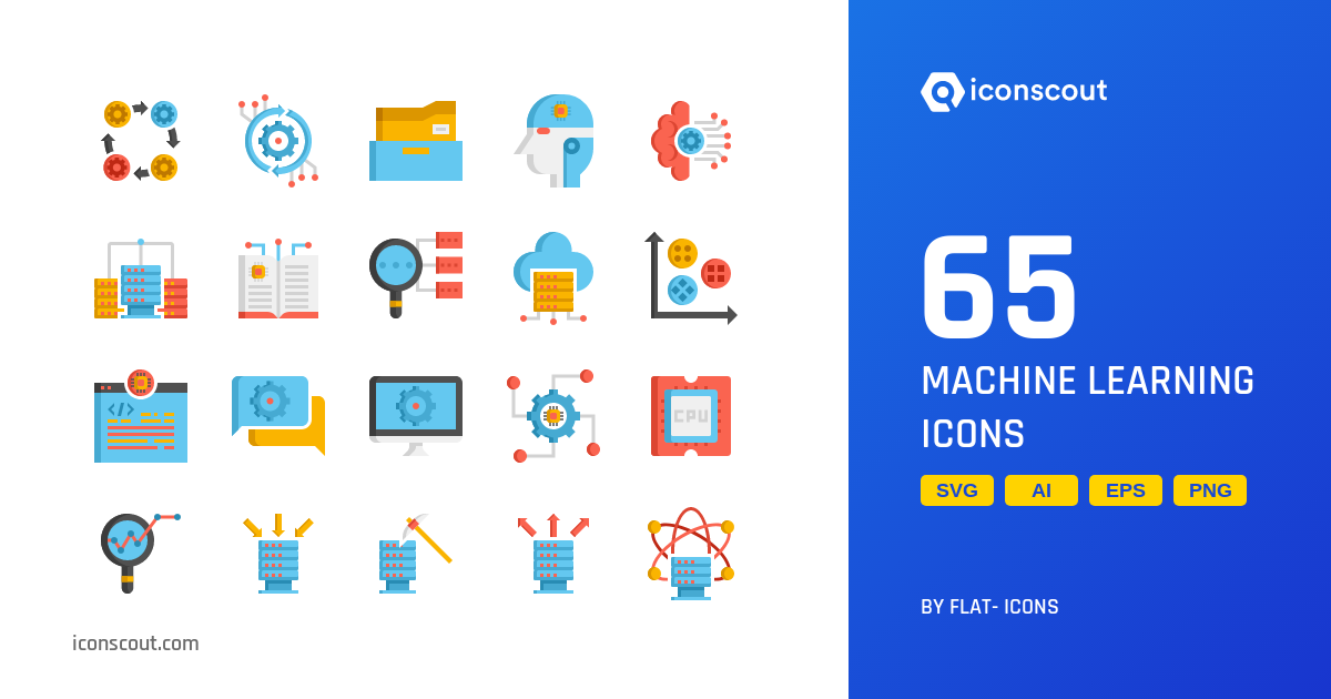 Machine Learning Icon Pack - 65 Flat Science & Technology Icons | SVG ...